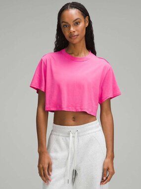 Lululemon All Yours Cropped T-Shirt Sonic Pink Size 4